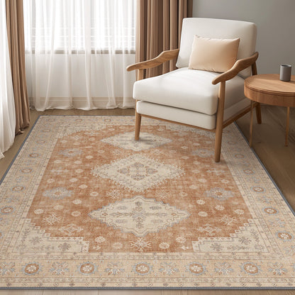 KUETH Vintage Tribal Distressed Brick Low Pile Area Rug, 8'x10', Machine Washable, Non-slip