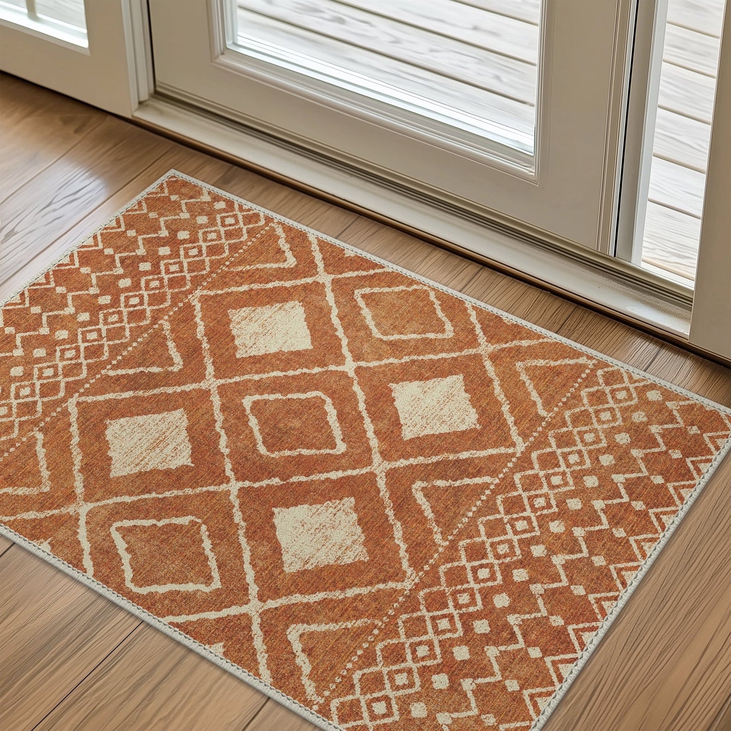 KUETH 2'x3' Area Rugs for Living Room, Non Slip Machine Washable Vintage Indoor Rug, Ultra Thin Chenille Print Rug for Bedroom Dining Room Home Office