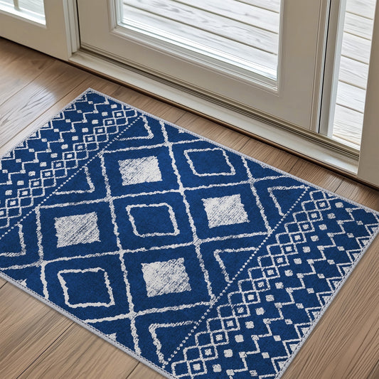 KUETH 2'x3' Area Rugs for Living Room, Non Slip Machine Washable Vintage Indoor Rug, Ultra Thin Chenille Print Rug for Bedroom Dining Room Home Office