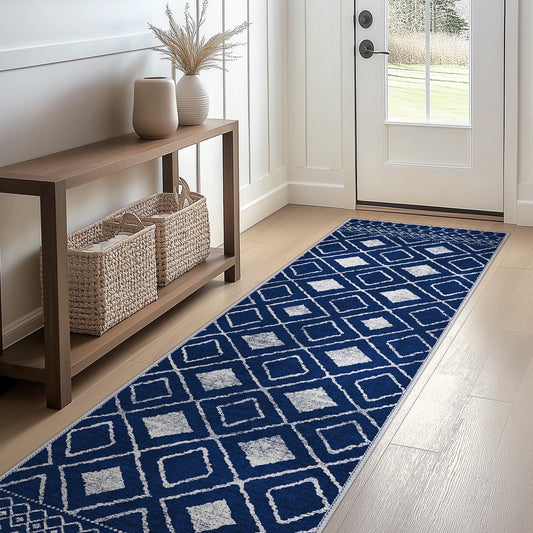 KUETH 2'x7' Area Rugs for Living Room, Non Slip Machine Washable Vintage Indoor Rug, Ultra Thin Chenille Print Rug for Bedroom Dining Room Home Office