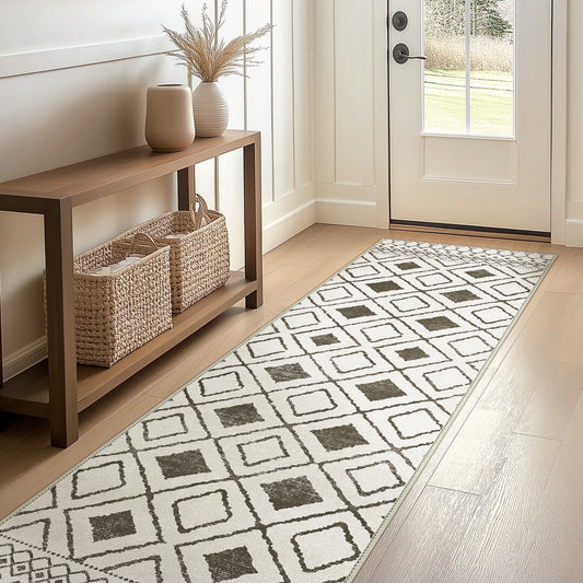 KUETH 2'x7' Area Rugs for Living Room, Non Slip Machine Washable Vintage Indoor Rug, Ultra Thin Chenille Print Rug for Bedroom Dining Room Home Office