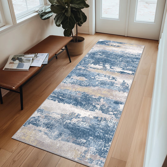 KUETH 2'x7' Area Rugs for Living Room, Non Slip Machine Washable Vintage Indoor Rug, Low Pile Print Rug for Bedroom Dining Room Home Office