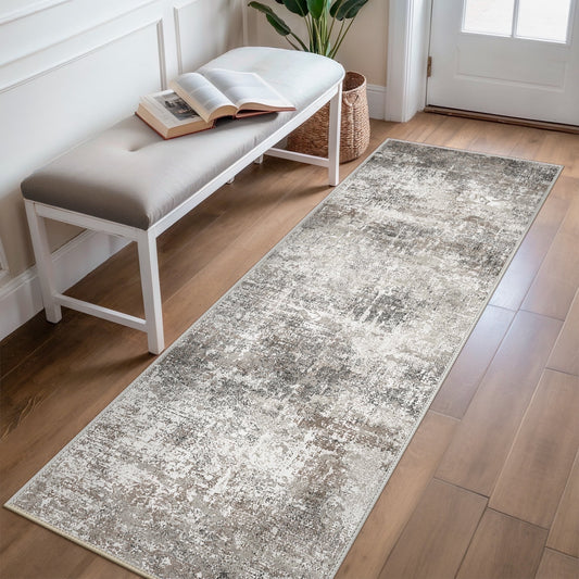 KUETH 2'x7' Area Rugs for Living Room, Non Slip Machine Washable Vintage Indoor Rug, Low Pile Print Rug for Bedroom Dining Room Home Office