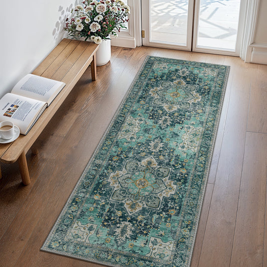 KUETH 2X10 Area Rugs for Living Room, Non Slip Machine Washable Retro Rugs, Ultra-thin Print Rug for Bedroom, Dining Room, Home Office.