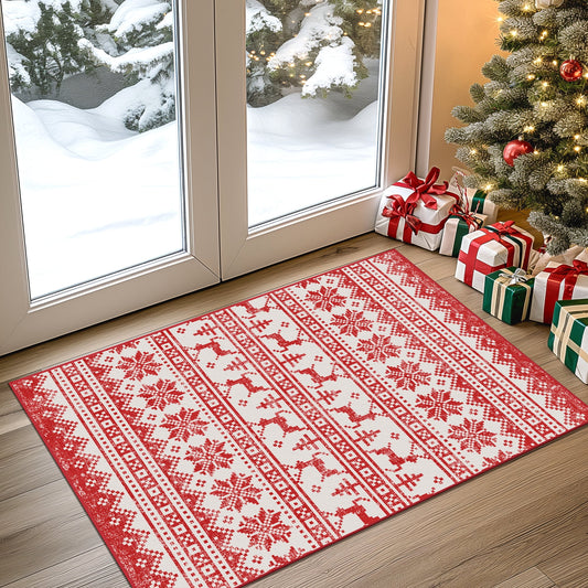 KUETH 2X3 Area Rugs Christmas Rug, Machine Washable Rug, Christmas Area Rugs for Livingroom, Ultra-thin Printed Christmas Rugs Decor, Non Slip Runner Rug, Low Pile for Bedroom
