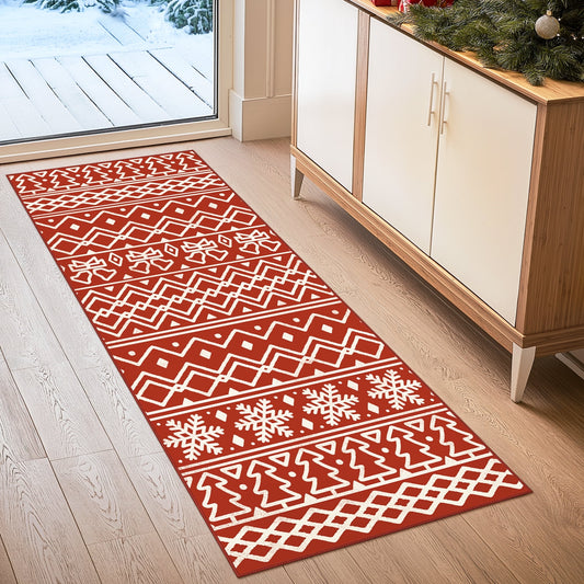 KUETH 2X5 Area Rugs Christmas Rug, Machine Washable Rug, Christmas Area Rugs for Livingroom, Ultra-thin Printed Christmas Rugs Decor, Non Slip Rug, Low Pile Carpet for Bedroom