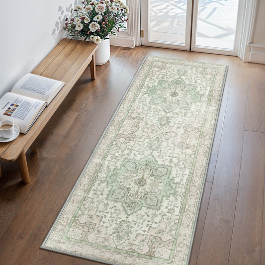 KUETH 2X5 Area Rugs for Living Room, Non Slip Machine Washable Retro Rugs, Ultra-thin Print Rug for Bedroom, Dining Room, Home Office.