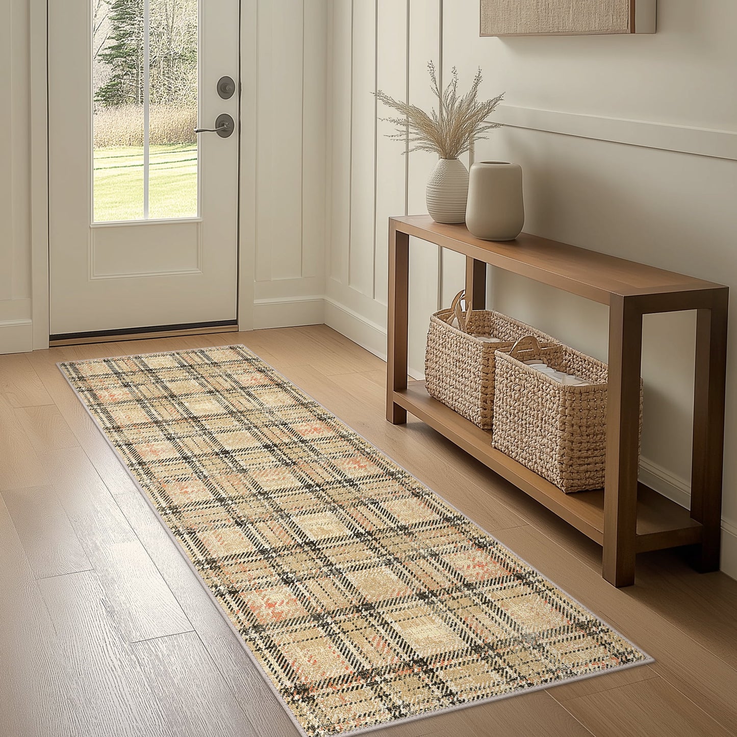 KUETH 2X7 Area Rugs Christmas Rug, Machine Washable Rug, Christmas Runner Rugs for Livingroom, Ultra-thin Printed Christmas Rugs Decor, Non Slip Rug for Bedroom