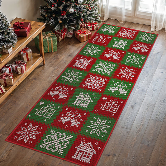 KUETH 2X7 Area Rugs Christmas Rug, Machine Washable Rug, Area Rugs for Livingroom, Printed Christmas Runner Rug Decor,Ultra-thin Non Slip Rug, Low Pile for Bedroom, Kitchen, Dinning room