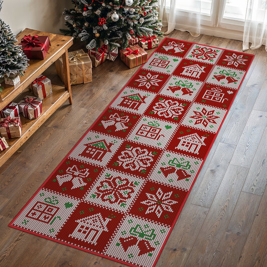 KUETH 2X7 Area Rugs Christmas Rug, Machine Washable Rug, Area Rugs for Livingroom, Printed Christmas Runner Rug Decor,Ultra-thin Non Slip Rug, Low Pile for Bedroom, Kitchen, Dinning room