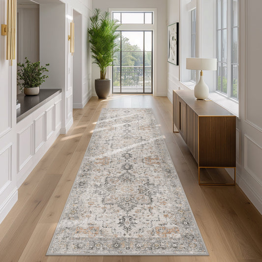 KUETH 2x4 Area Rugs for Living Room, Non Slip Machine Washable Retro Rugs, Ultra-thin Print Rug for Bedroom, Dining Room, Home Office.