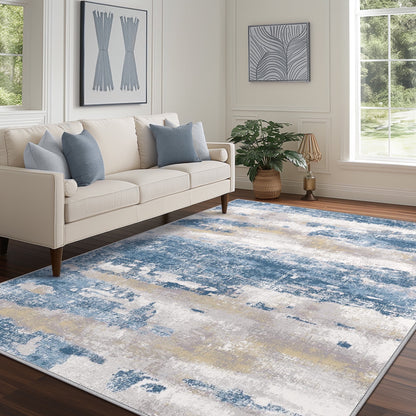 KUETH 3'x5' Area Rugs for Living Room, Non Slip Machine Washable Vintage Indoor Rug, Low Pile Print Rug for Bedroom Dining Room Home Office
