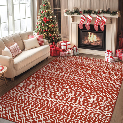 KUETH 3X5 Area Rugs Christmas Rug, Machine Washable Rug, Christmas Area Rugs for Livingroom, Ultra-thin Printed Christmas Rugs Decor, Non Slip Rug, Low Pile Carpet for Bedroom