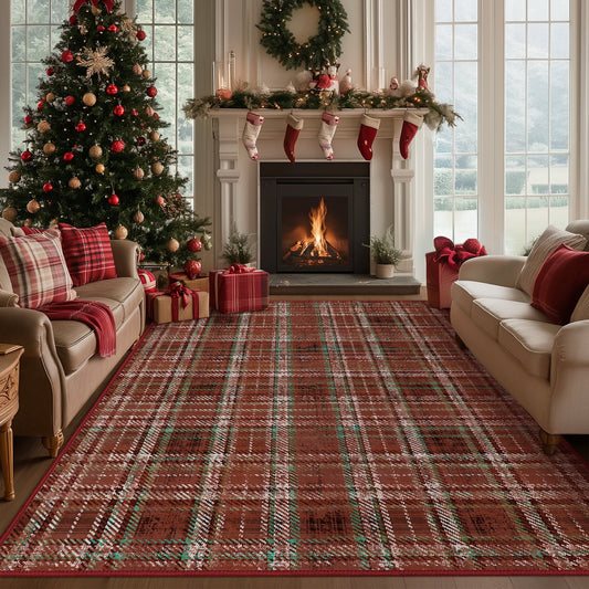 KUETH 3X5 Area Rugs Christmas Rug, Machine Washable Rug, Christmas Area Rugs for Livingroom, Ultra-thin Printed Christmas Rugs Decor, Non Slip Rug for Bedroom