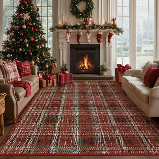 KUETH 5X7 Area Rugs Christmas Rug, Machine Washable Rug, Christmas Area Rugs for Livingroom, Ultra-thin Printed Christmas Rugs Decor, Non Slip Rug for Bedroom