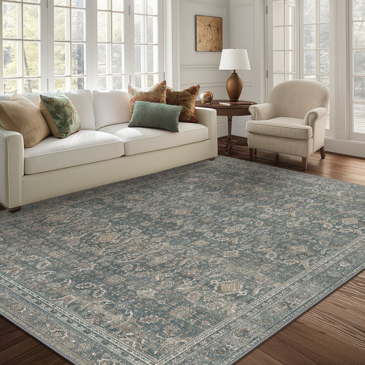 KUETH 3x5 Area Rugs for Living Room Bedroom, Machine Washable Stain Resistant Non-Shed Carpet,, Low Pile Mat with Non Slip Backing