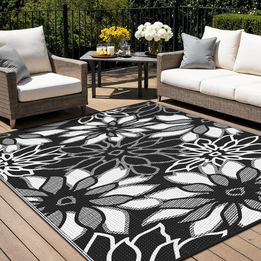 KUETH 5'x 8' Outdoor Waterproof Rug Plastic Mat Easy cleaning Durable Fashion Recyclable Material