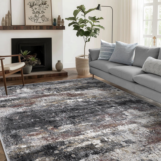KUETH 5'x7' Area Rugs for Living Room, Non Slip Machine Washable Vintage Indoor Rug, Low Pile Print Rug for Bedroom Dining Room Home Office