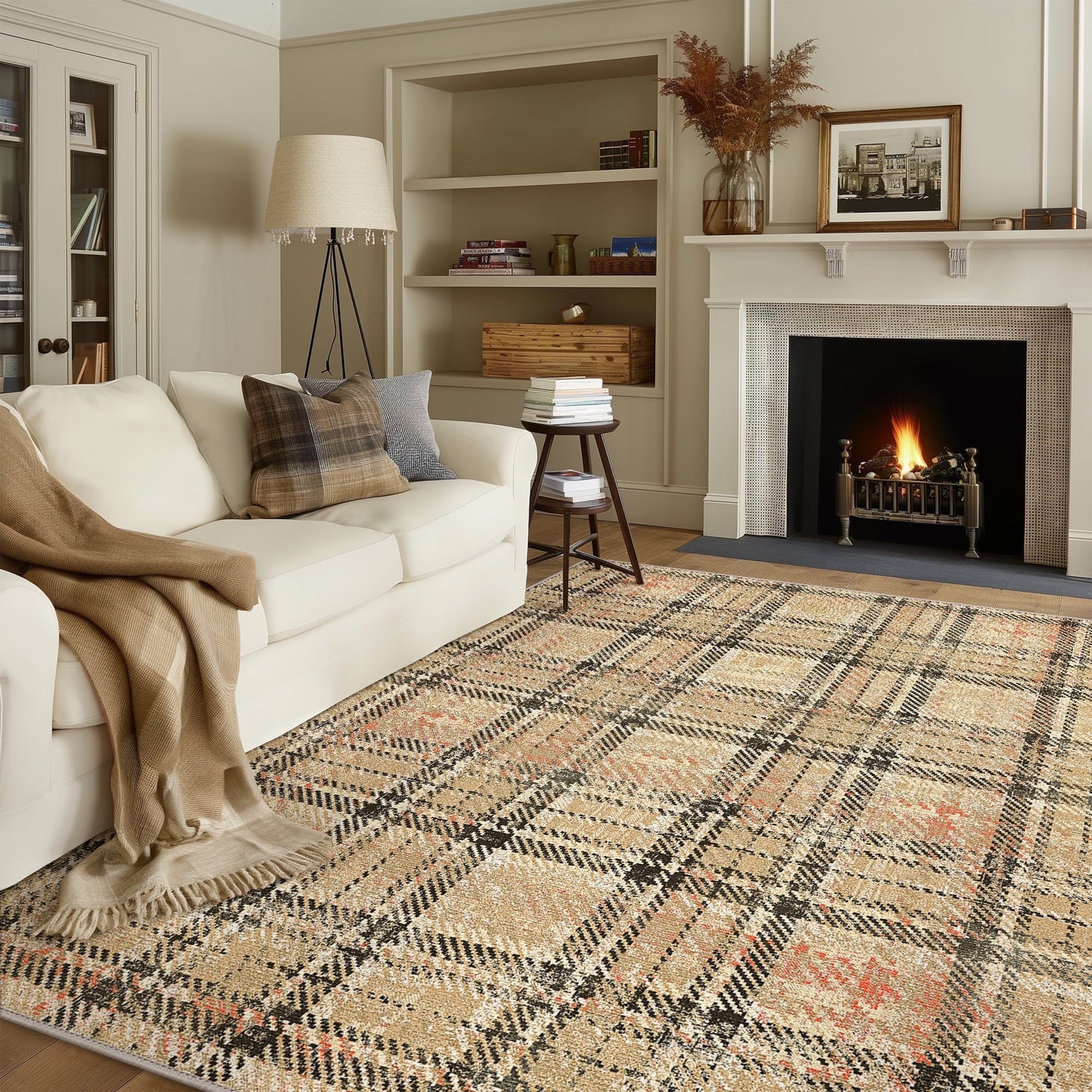 KUETH 5X7 Area Rugs Christmas Rug, Machine Washable Rug, Christmas Area Rugs for Livingroom, Ultra-thin Printed Christmas Rugs Decor, Non Slip Rug for Bedroom