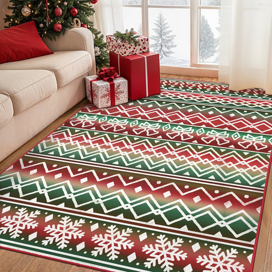 KUETH 5X7 Area Rugs Christmas Rug, Machine Washable Rug, Christmas Area Rugs for Livingroom, Ultra-thin Printed Christmas Rugs Decor, Non Slip Rug, Low Pile Carpet for Bedroom