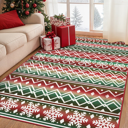 KUETH 8X10 Area Rugs Christmas Rug, Machine Washable Rug, Christmas Area Rugs for Livingroom, Ultra-thin Printed Christmas Rugs Decor, Non Slip Rug, Low Pile Carpet for Bedroom