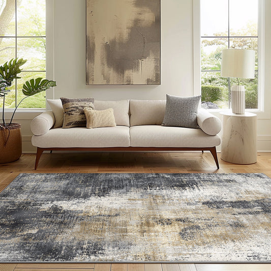 KUETH 8x10 Area Rugs for Living Room Bedroom, Machine Washable Rug Stain Resistant Non-Shed Carpet, Low Pile Mat with Non Slip Backing