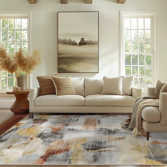KUETH 8x10 Area Rugs for Living Room Bedroom, Machine Washable Rug Stain Resistant Non-Shed Carpet, Low Pile Mat with Non Slip Backing