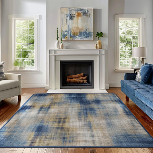 KUETH 8x10 Area Rugs for Living Room Bedroom, Machine Washable Rug Stain Resistant Non-Shed Carpet, Low Pile Mat with Non Slip Backing