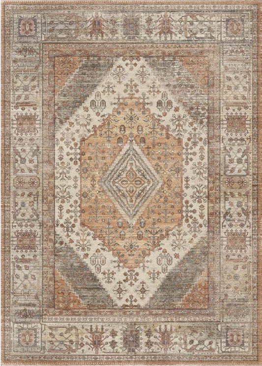 KUETH 8x10 Area Rugs for Living Room Bedroom, Machine Washable Stain Resistant Non-Shed Carpet,, Low Pile Mat with Non Slip Backing Beige