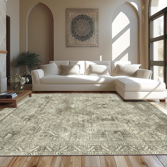 KUETH 8x10 Area Rugs for Living Room Bedroom, Machine Washable Stain Resistant Non-Shed Carpet,, Low Pile Mat with Non Slip Backing