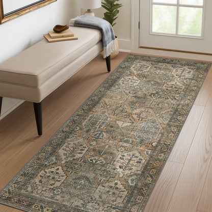 KUETH Area Rug 2'x7' Non Slip Hallway Runner Rug, Machine Washable Vintage Low Pile Rugs for Living Room, Entryway, Bedroom, Kitchen and Corridor