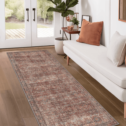 KUETH Area Rug 2'x7' Non Slip Hallway Runner Rug, Machine Washable Vintage Low Pile Rugs for Living Room, Entryway, Bedroom, Kitchen and Corridor
