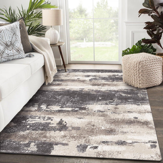KUETH Area Rugs for Bedroom 3x5 Abstract Machine Washable Vintage Rugs Distressed Modern Print Throw Rug for Living Room Aesthetic, Non Slip Carpet with Gripper