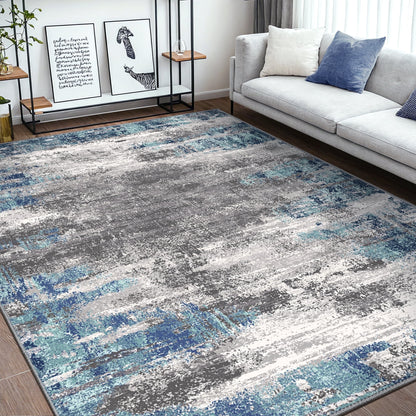KUETH Area Rugs for Bedroom 6x9 Abstract Machine Washable Vintage Rugs Distressed Modern Print Throw Rug for Living Room Aesthetic, Non Slip Carpet with Gripper