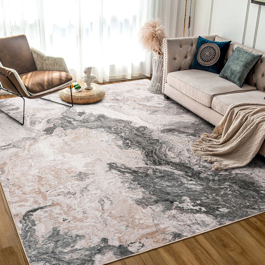 KUETH Area Rugs for Bedroom 8x10 Abstract Machine Washable Vintage Rugs Distressed Modern Print Throw Rug for Living Room Aesthetic, Non Slip Carpet with Gripper