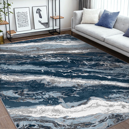KUETH Area Rugs for Bedroom 8x10 Abstract Machine Washable Vintage Rugs Distressed Modern Print Throw Rug for Living Room Aesthetic, Non Slip Carpet with Gripper