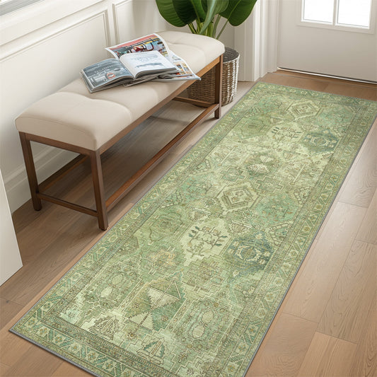 KUETH Area Rugs for Living Room, Large Washable Rug with Non Slip, Ultra Thin Rug for Bedroom,Kitchen,Dorm,Playroom, Clear Vintage Print Area Rugs
