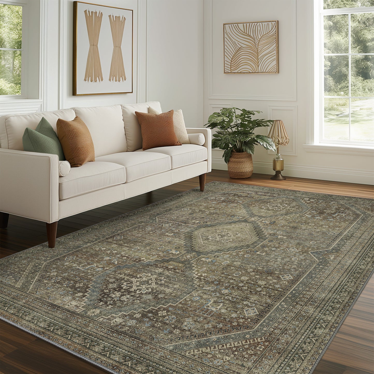 KUETH Contemporary Machine-Made AR1007-SAGE Area Rug, 8' x 10'