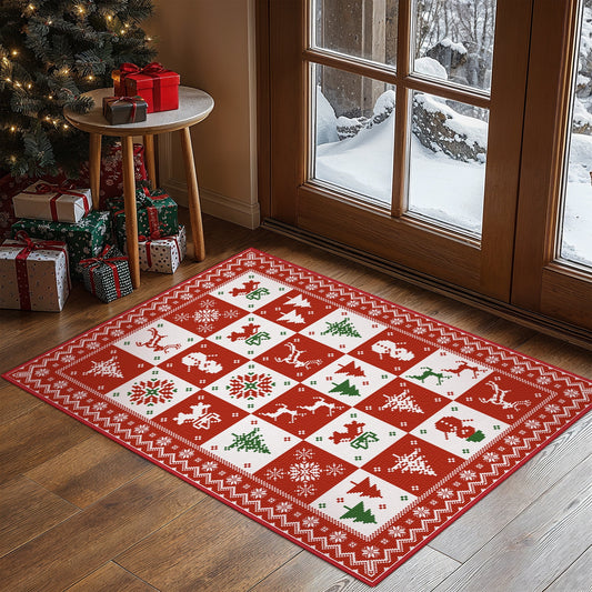 KUETH 2X3 Area Rugs Christmas Rug, Machine Washable Rug, Area Rugs for Livingroom, Printed Christmas Decor,Ultra-thin Non Slip Rug, Low Pile for Bedroom, Kitchen, Dinning room