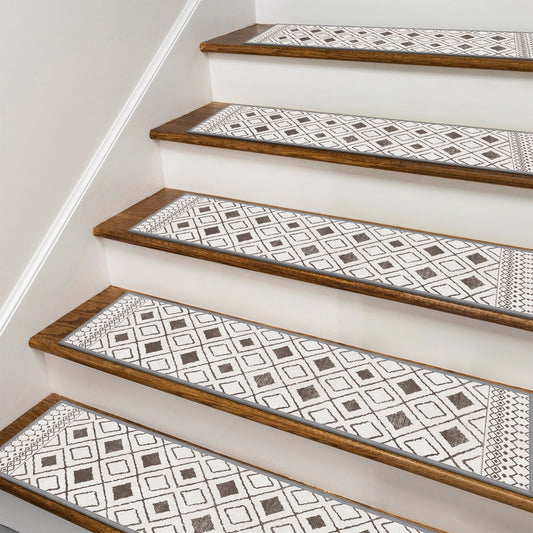 KUETH Stair Treads Non Slip 15 PCS, 8" X 30" Edging Stair Runner for Wooden Steps Indoor, Resistant Stair Rugs with Reusable Rubber Adhesive Backing, Residue Free Mat for Kids, Elders, Pets