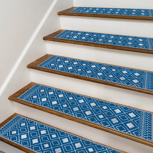 KUETH Stair Treads Non Slip 15 PCS, 8" X 30" Edging Stair Runner for Wooden Steps Indoor, Resistant Stair Rugs with Reusable Rubber Adhesive Backing, Residue Free Mat for Kids, Elders, Pets