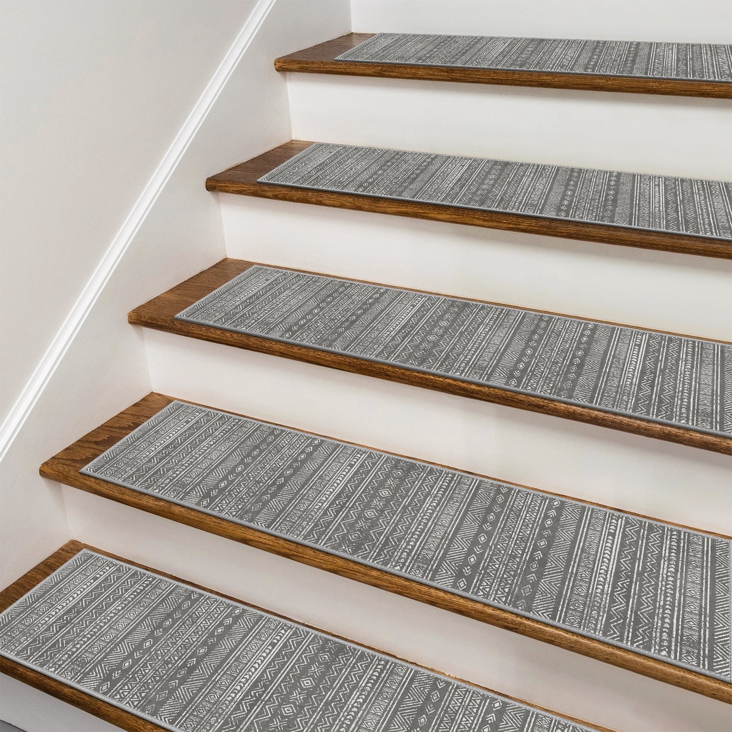 KUETH Stair Treads Non Slip 4 PCS, 8" X 30" Edging Stair Runner for Wooden Steps Indoor, Resistant Stair Rugs with Reusable Rubber Adhesive Backing, Residue Free Mat for Kids, Elders, Pets