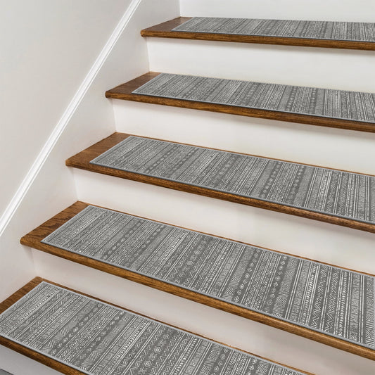 KUETH Stair Treads Non Slip 4 PCS, 8" X 30" Edging Stair Runner for Wooden Steps Indoor, Resistant Stair Rugs with Reusable Rubber Adhesive Backing, Residue Free Mat for Kids, Elders, Pets