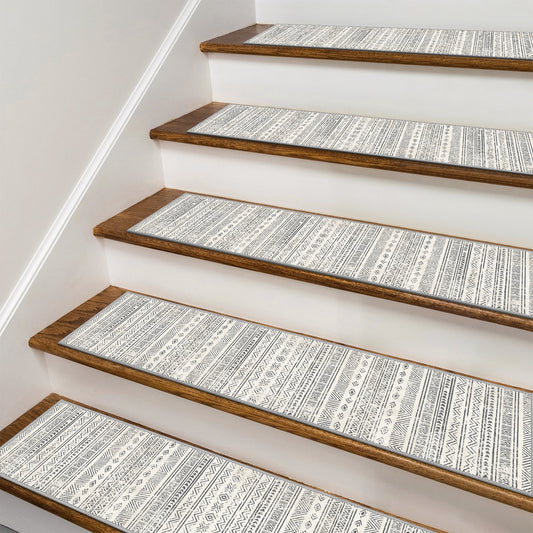 KUETH Stair Treads Non Slip 4 PCS, 8" X 30" Edging Stair Runner for Wooden Steps Indoor, Resistant Stair Rugs with Reusable Rubber Adhesive Backing, Residue Free Mat for Kids, Elders, Pets