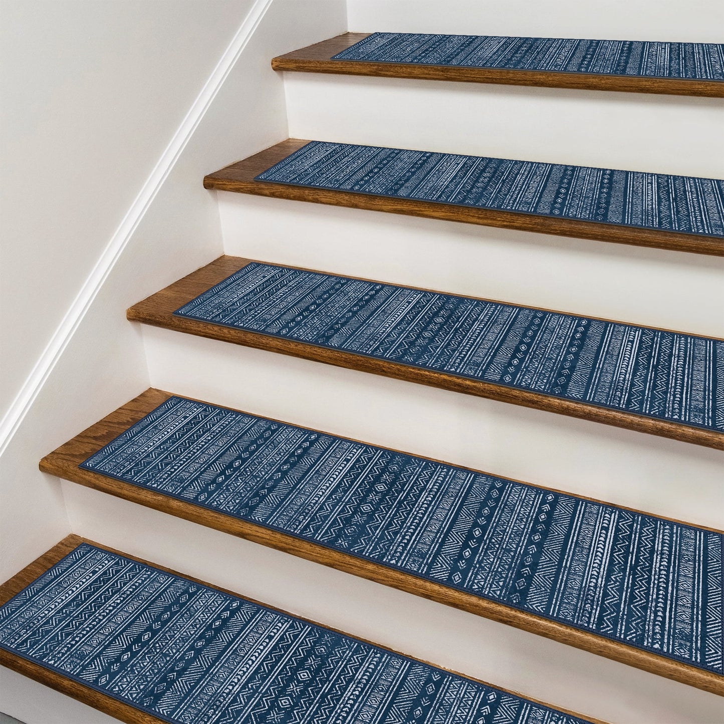 KUETH Stair Treads Non Slip 4 PCS, 8" X 30" Edging Stair Runner for Wooden Steps Indoor, Resistant Stair Rugs with Reusable Rubber Adhesive Backing, Residue Free Mat for Kids, Elders, Pets