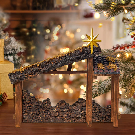 KUETH Manger for Nativity Set for Inside Resin Scale Holy Family Nativity Stable Creche Desk Tabletop Home Decor Collectable Christmas Decorations 7 inch