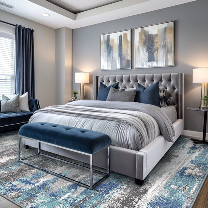 KUETH Area Rugs for Bedroom 6x9 Abstract Machine Washable Vintage Rugs Distressed Modern Print Throw Rug for Living Room Aesthetic, Non Slip Carpet with Gripper