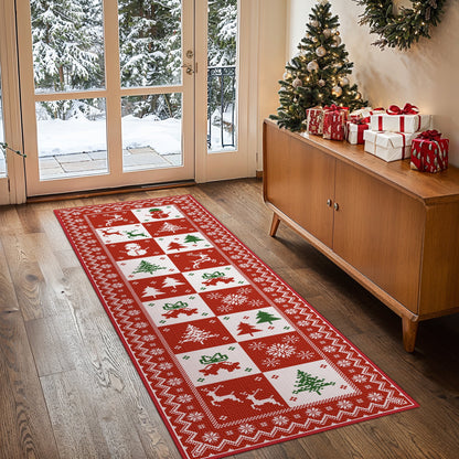 KUETH 2X6 Area Rugs Christmas Rug, Machine Washable Rug, Area Rugs for Livingroom, Printed Christmas Runner Rug Decor,Ultra-thin Non Slip Rug, Low Pile for Bedroom, Kitchen, Dinning room