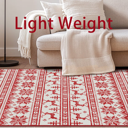 KUETH 2X5 Area Rugs Christmas Rug, Machine Washable Rug, Christmas Area Rugs for Livingroom, Ultra-thin Printed Christmas Rugs Decor, Non Slip Runner Rug, Low Pile for Bedroom