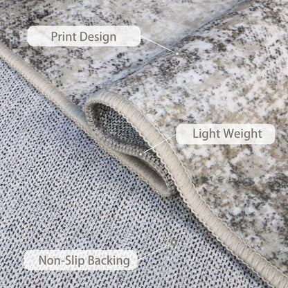 KUETH 8'x10' Area Rugs for Living Room, Non Slip Machine Washable Vintage Indoor Rug, Low Pile Print Rug for Bedroom Dining Room Home Office